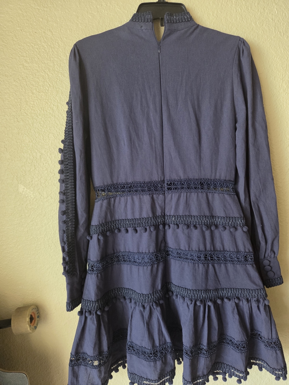 Layered With Love Navy Blue Boho Lace-Trim Button Front Dress,sz M. - Picture 5 of 9